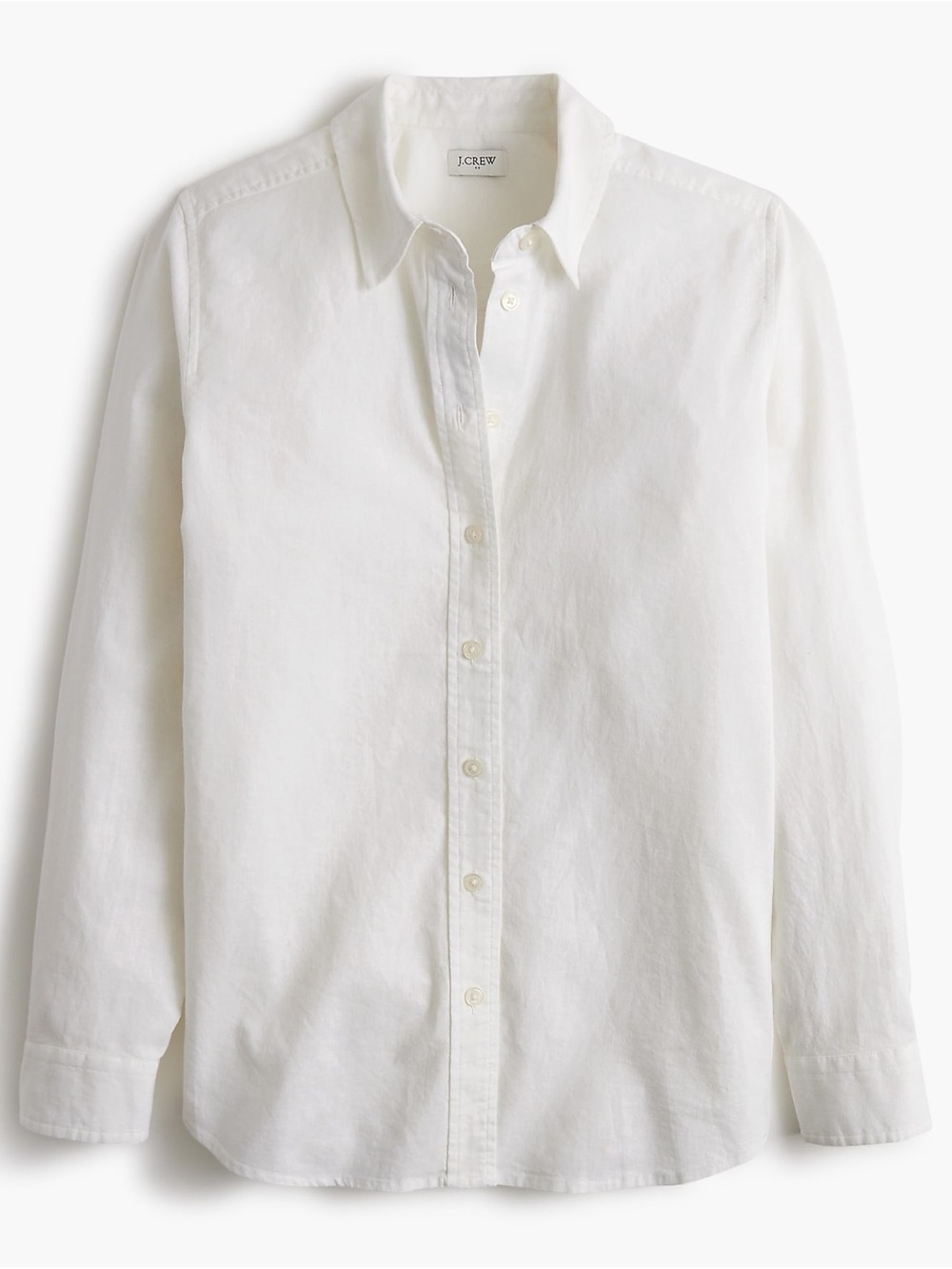 NWT J.Crew Factory Linen Blend Button Up Shirt White XS Office Business Workwear